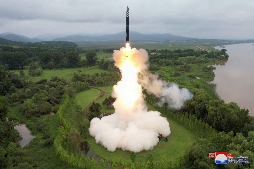 Hwasong-18 intercontinental ballistic missile launched from an undisclosed location in North Korea in this image released by North Korea's Korean Central News Agency on July 13, 2023.