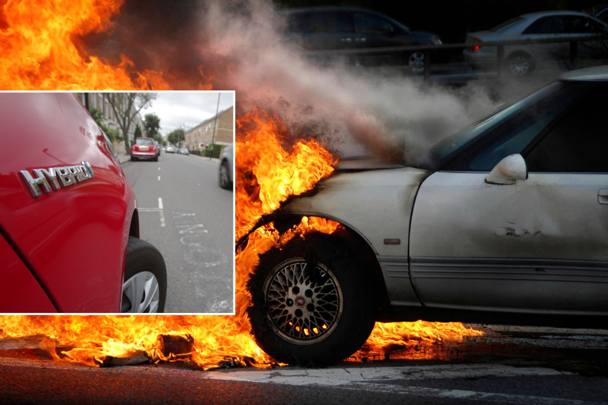 Hybrid car and fire