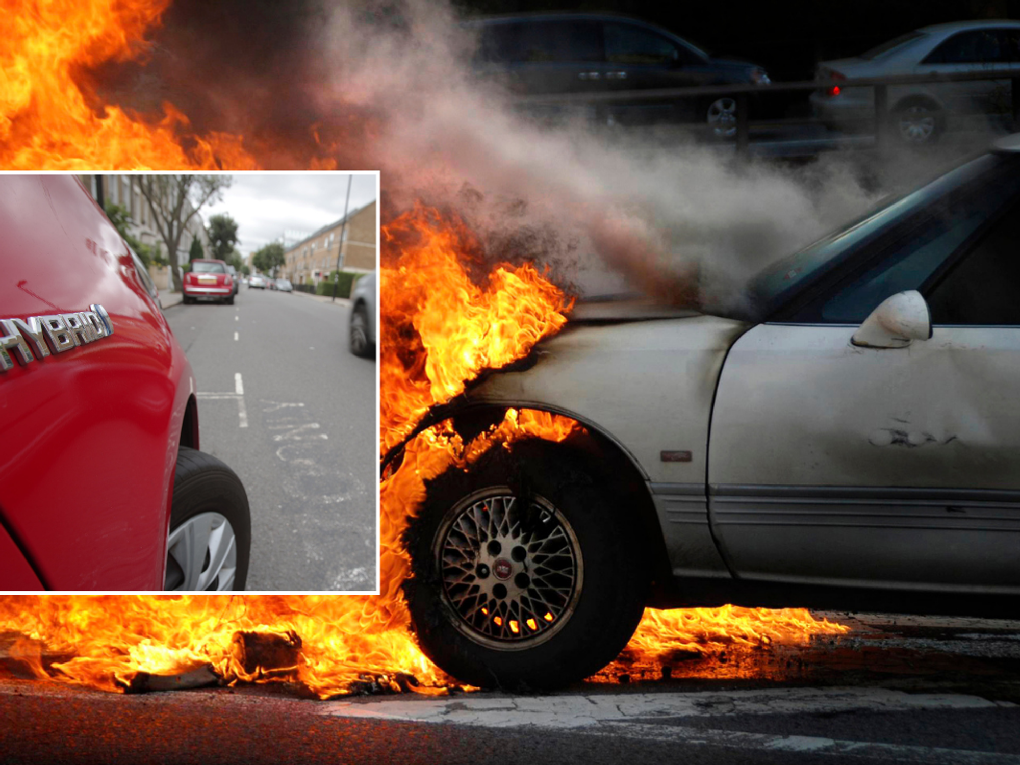 Hybrid car and fire