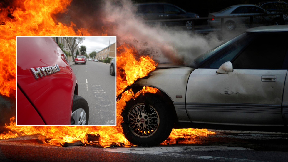 Hybrid car and fire