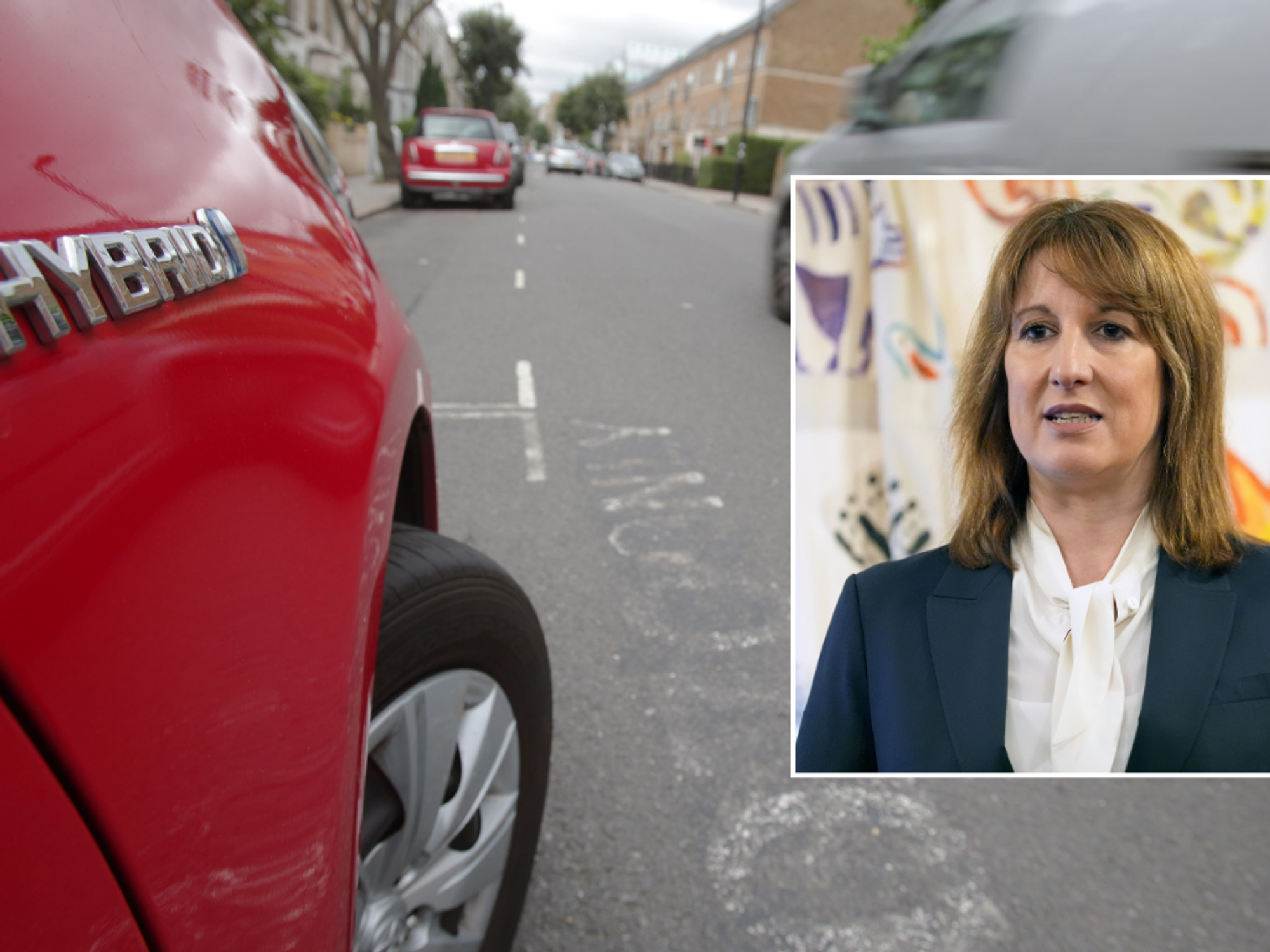 Hybrid car and Rachel Reeves