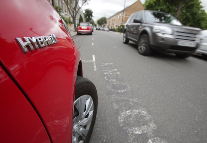 Hybrid car on road