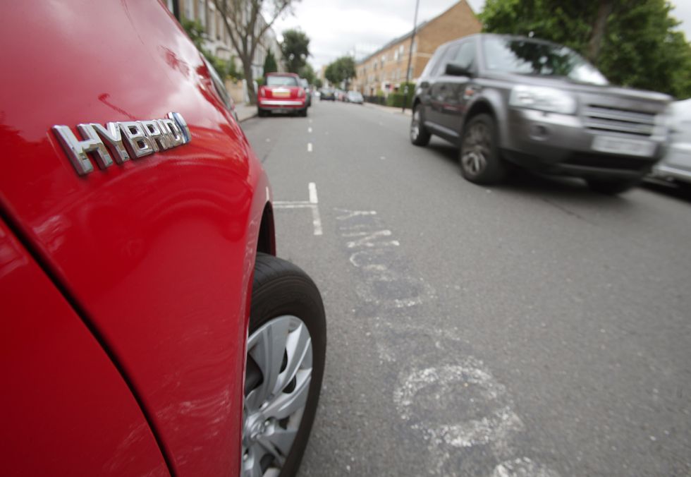 Hybrid car on road