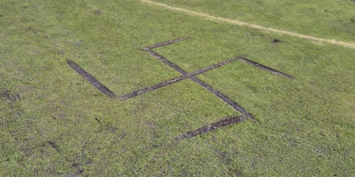 NextImg:Golf club used by Anton Du Beke vandalised after biker yobs tear up fairways and carve Nazi symbol onto course
