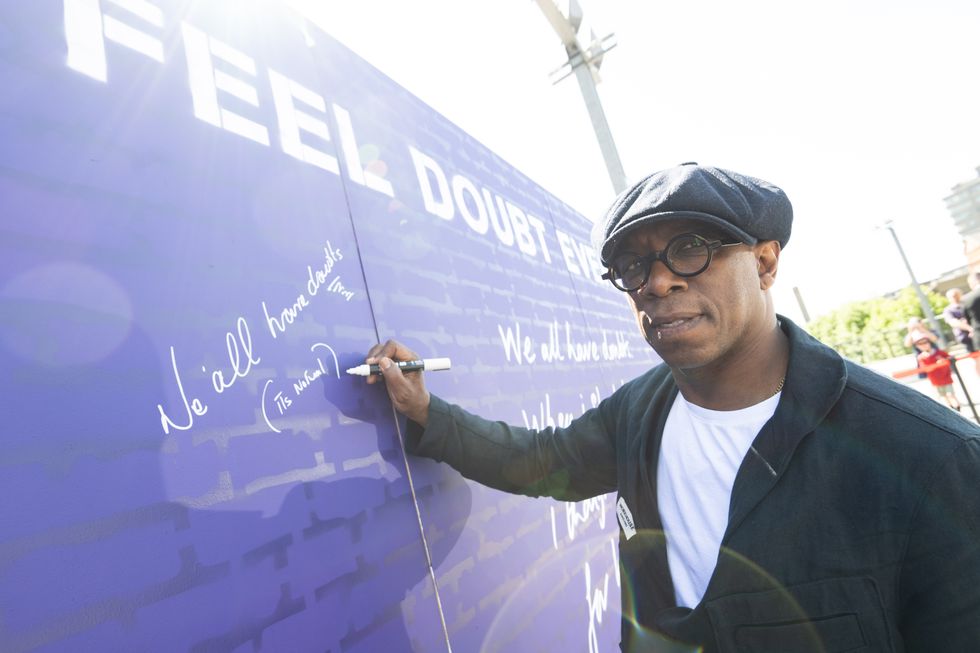 Ian Wright unveils the Cadbury Wall of Doubt at The Emirates stadium in London