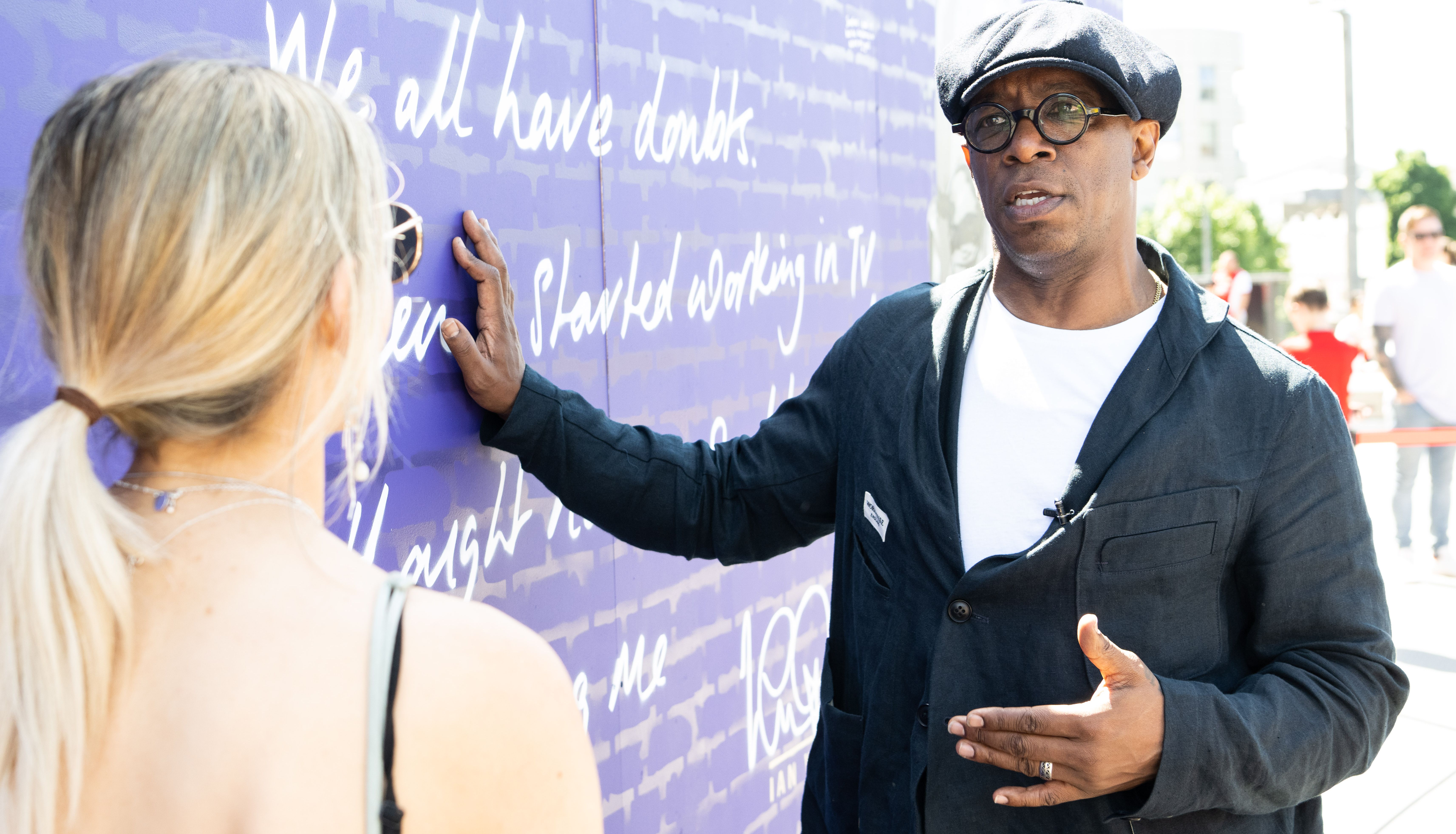 Ian Wright unveils the Cadbury Wall of Doubt at The Emirates stadium in London