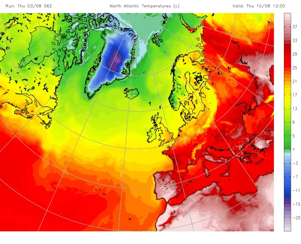 Iberia is not the only part of mainland Europe set for an uptick in temperatures, with the warm flow forecast to cross the Pyrenees into France