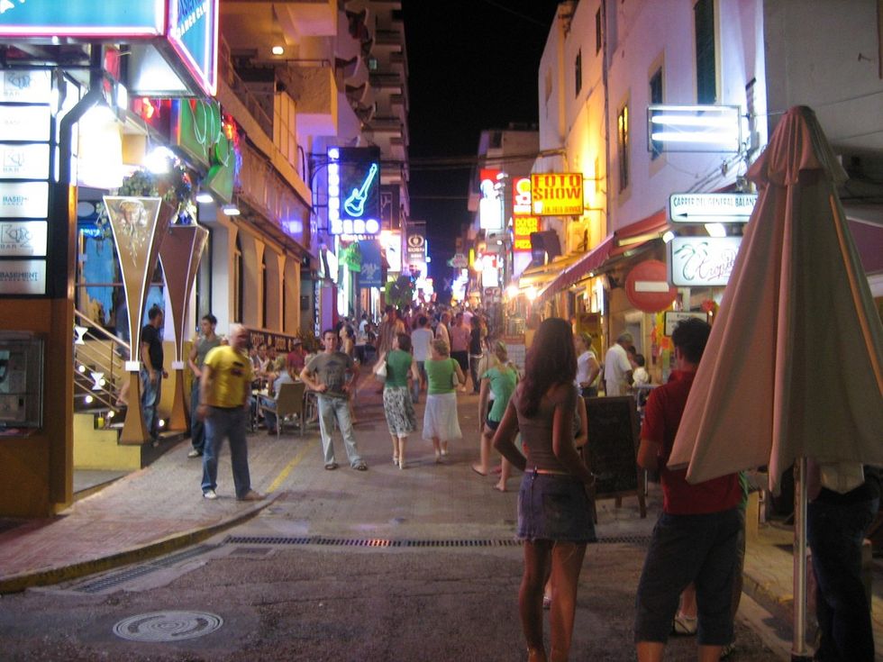 Ibiza street at night