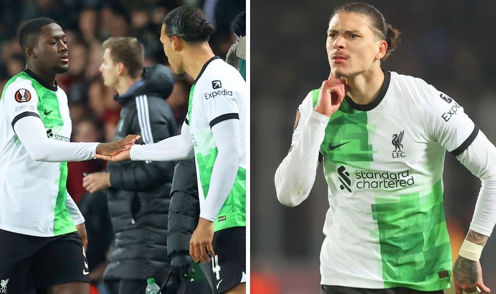 Ibrahima Konate, Virgil van Dijk and Darwin Nunez