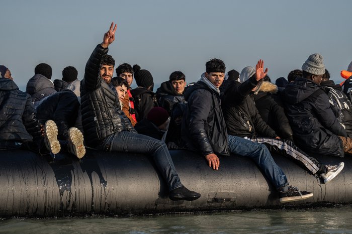 Illegal migrants on small boats