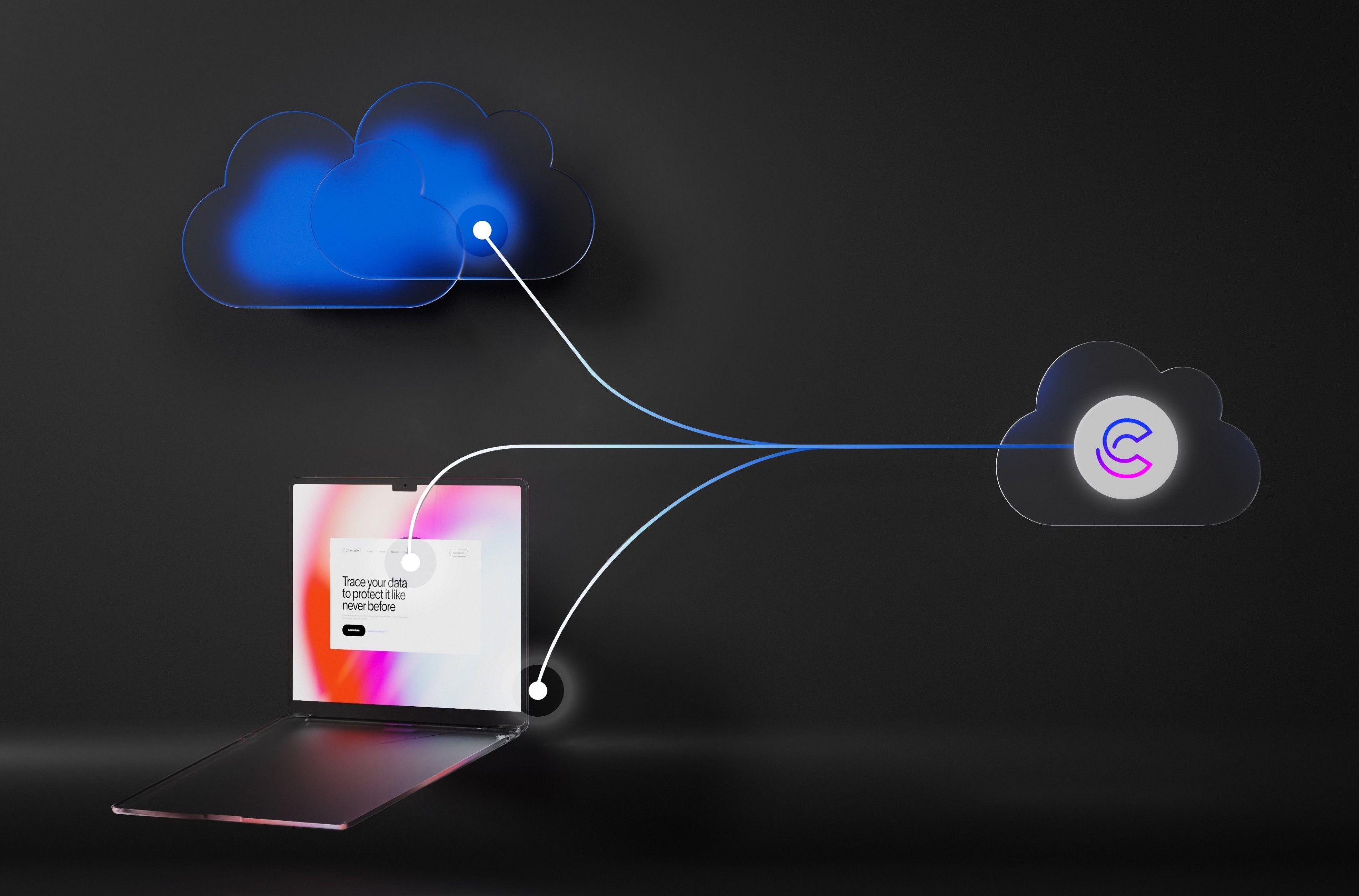 illustration of how data travels from the cloud to a laptop using the Cyberhaven extension