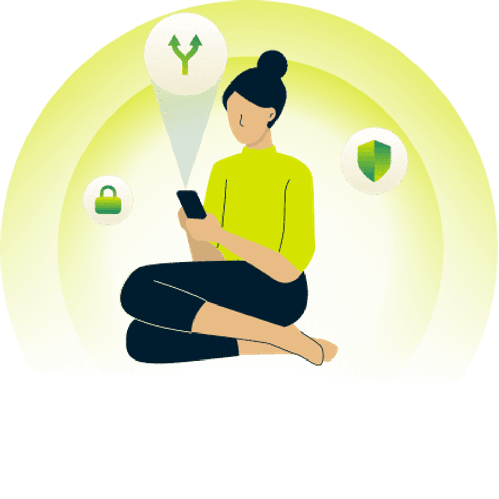 Illustration of VPN tunneling from a mobile