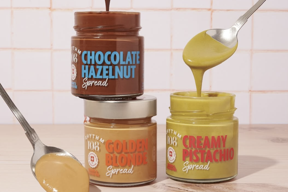 Image of the chocolate hazelnut, golden blonde and creamy pistachio spreads in jars
