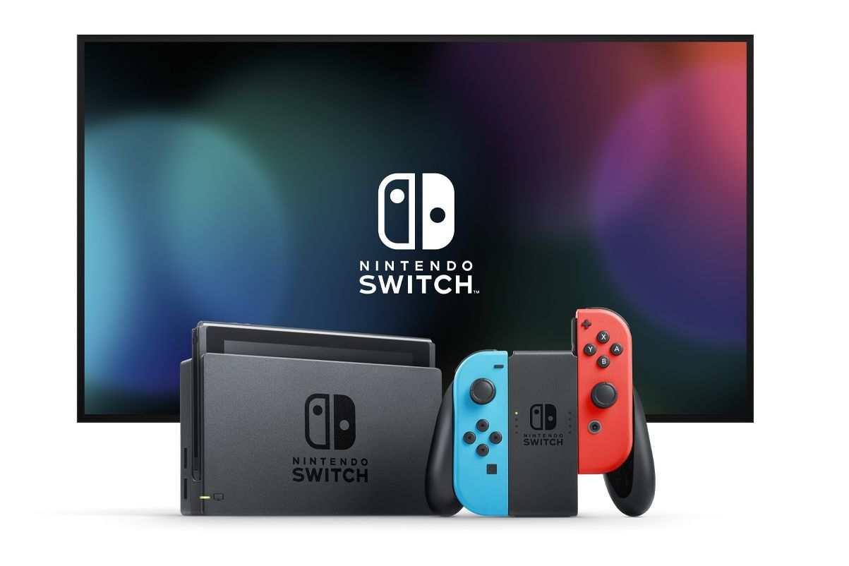image of the nintendo switch in the dock with the Joy Con controllers as a standalone controller