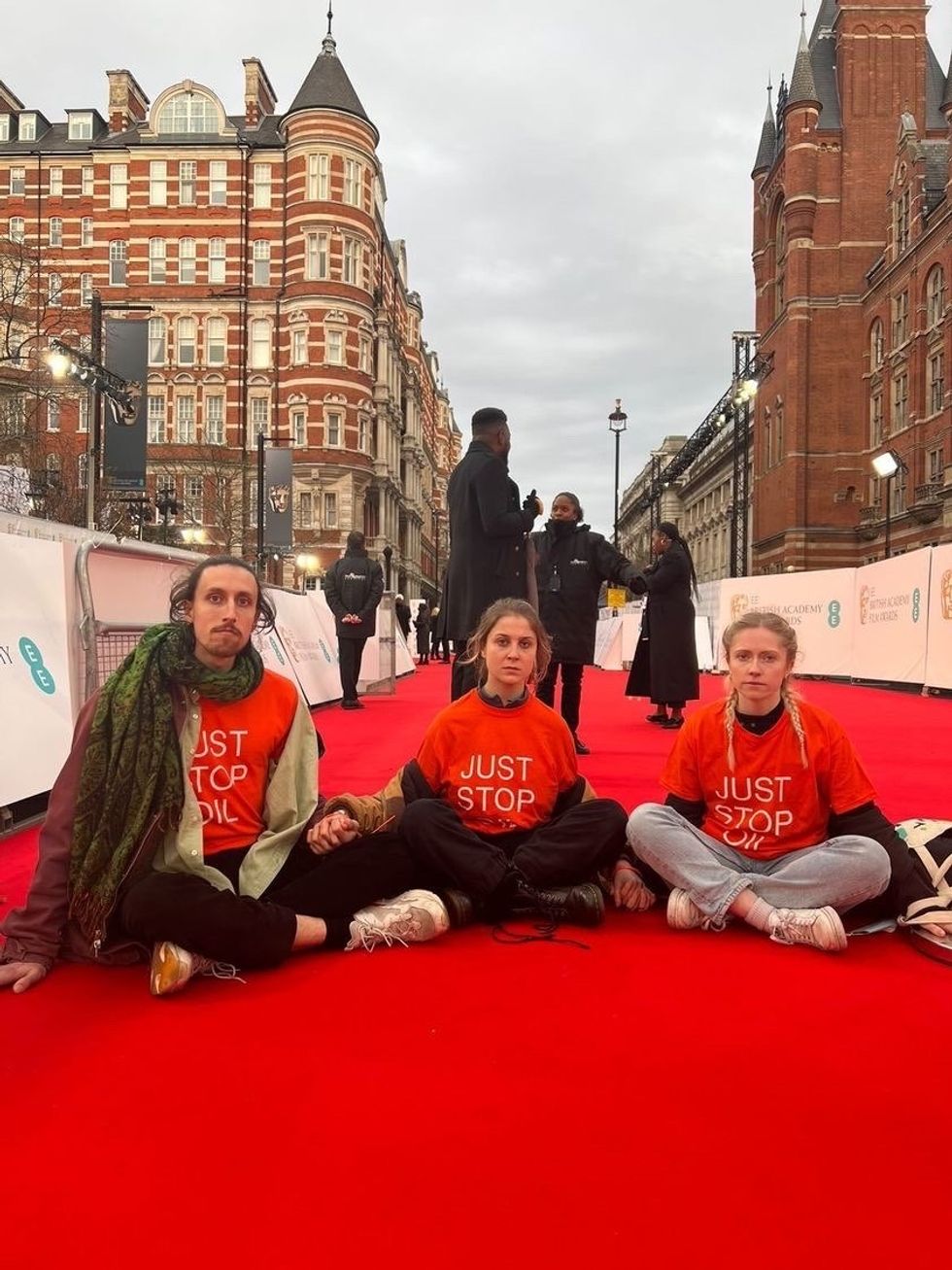 Just Stop Oil campaigners stage protest at Baftas