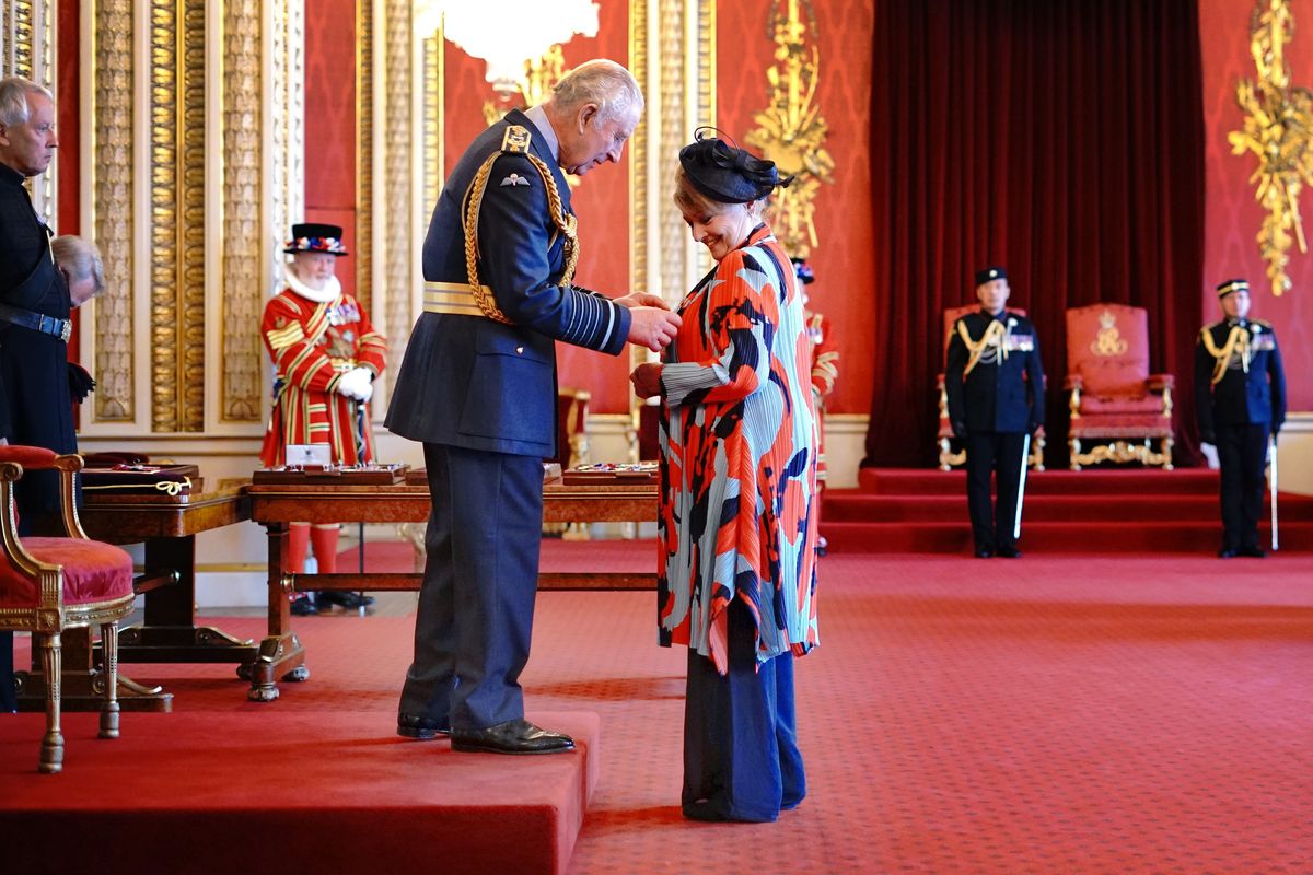 King Charles presents GB News star Anne Diamond with honour at Buck...