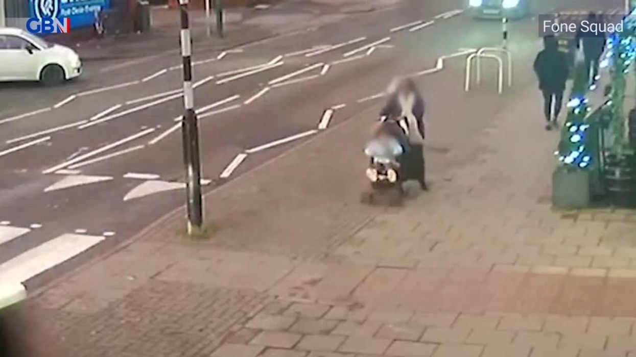 WATCH: Shocking moment mother and baby NARROWLY avoid death as car flies towards them
