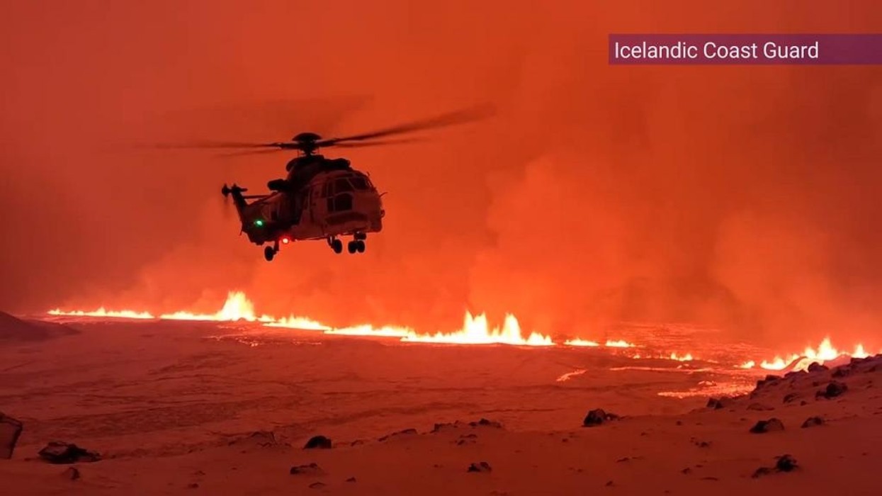 WATCH: Shocking moment 100m spurts of lava shoot out of Icelandic ridge