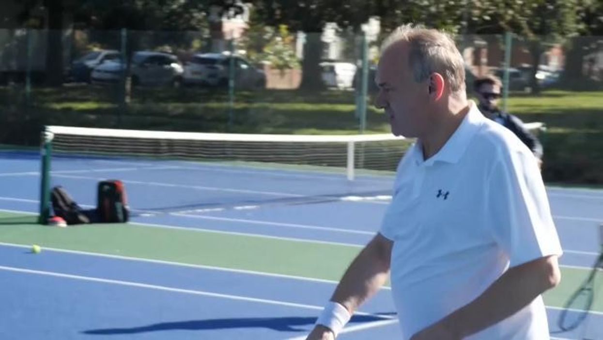 Sir Ed Davey plays tennis ahead of Lib Dems conference speech
