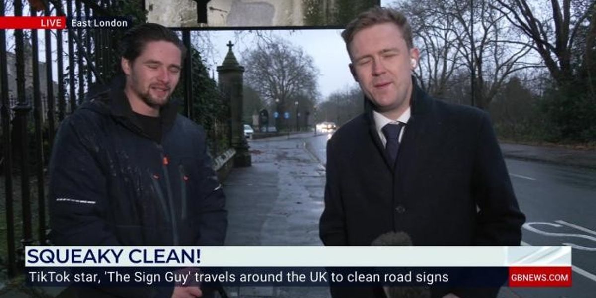 NextImg:WATCH: TikTok star 'The Sign Guy' transforms East London road sign with GB News