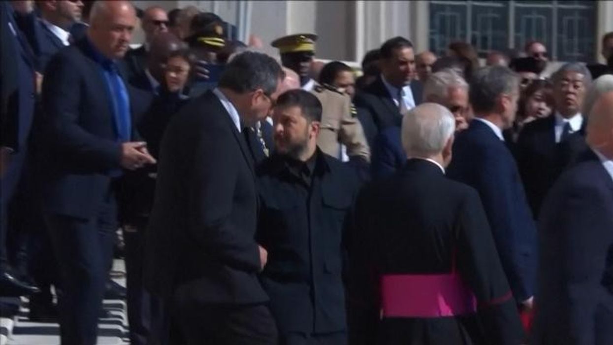 President Volodymyr Zelensky met with applause as he arrives for Pope Francis funeral