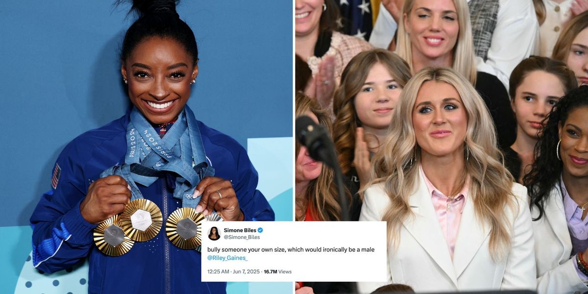 NextImg:Simone Biles and Riley Gaines clash over transgender athletes debate as Olympic star launches personal attack
