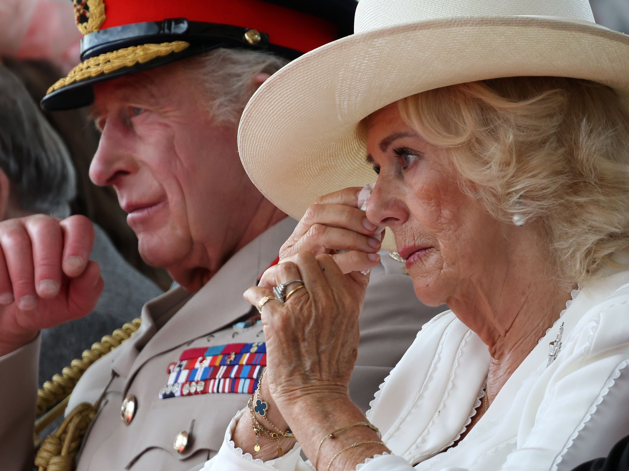 Queen Camilla moved to tears by 105-year-old veteran’s words to King Charles amid royal's cancer ...