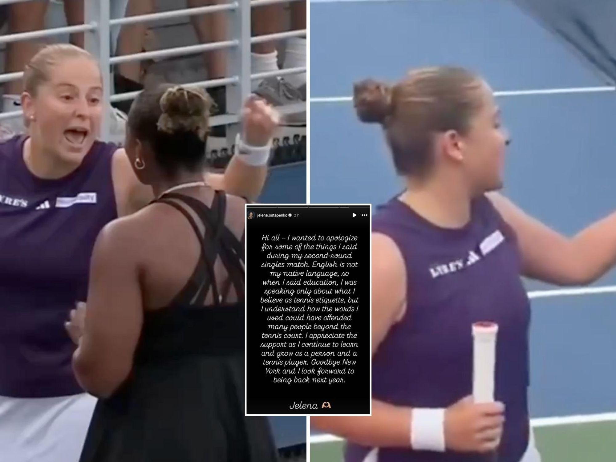 Jelena Ostapenko issues apology after sparking racism row at US Open