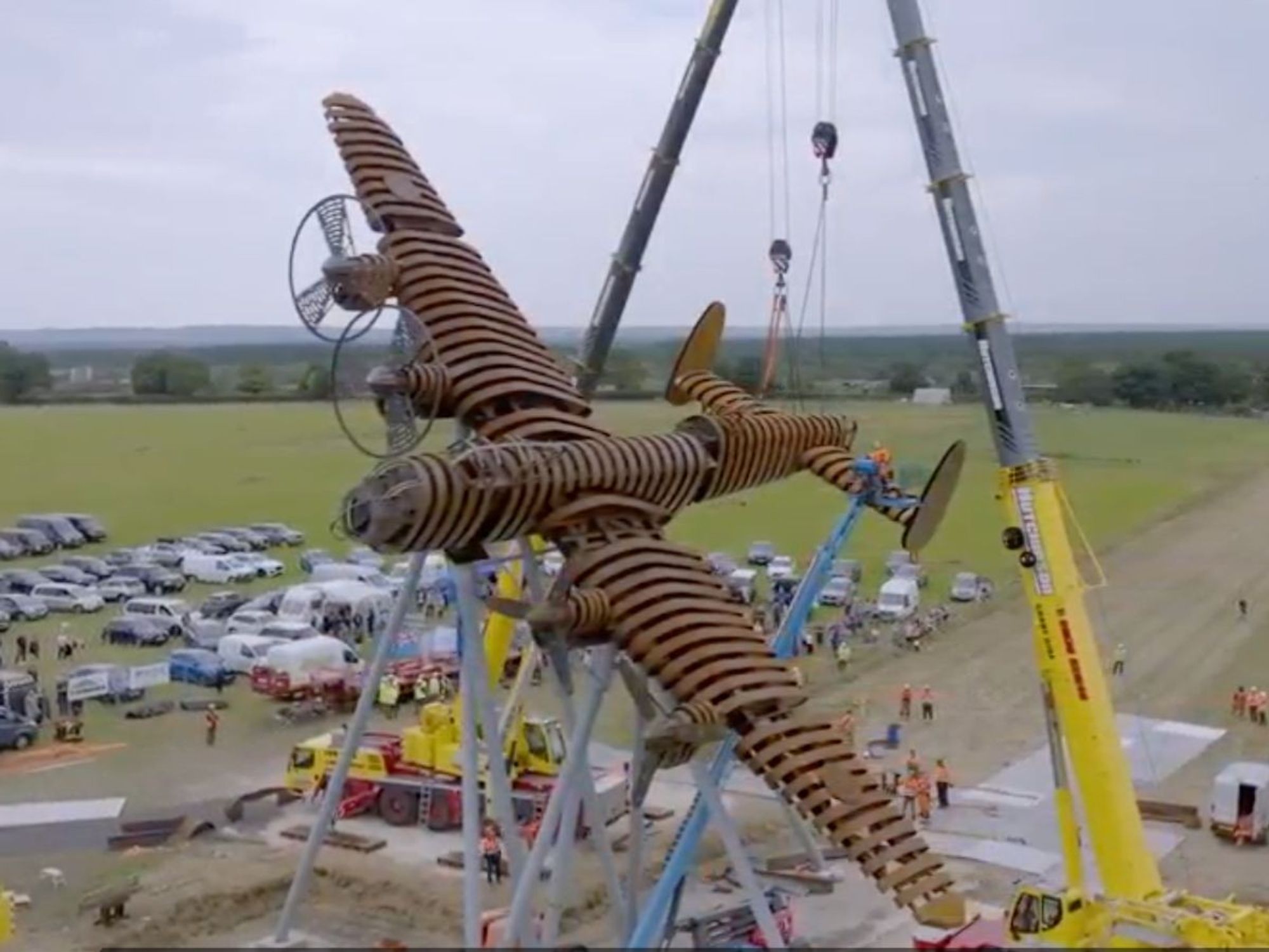 Lancaster bomber sculpture unveiled in Lincolnshire to honour WW2 RAF crews