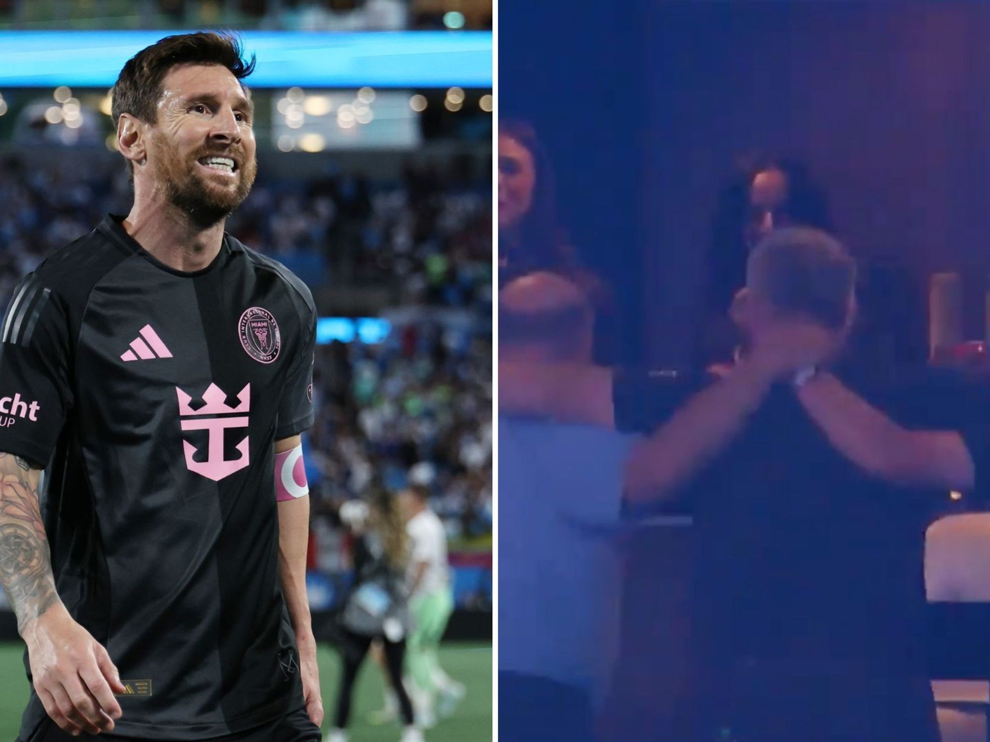 Lionel Messi misses Panenka penalty as former Premier League boss spotted celebrating in the stands