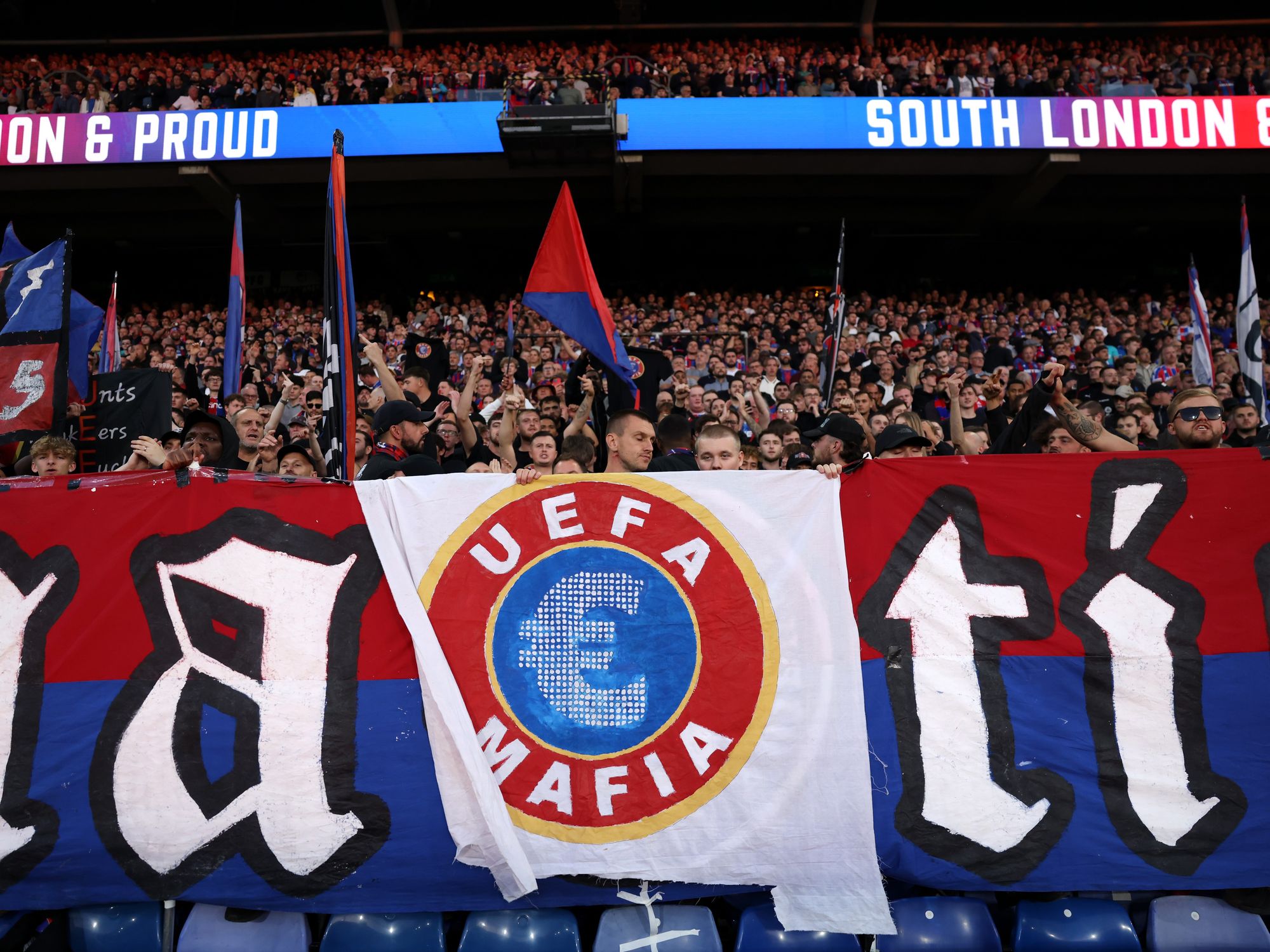 Crystal Palace fined by Uefa after controversial 'mafia' banner from fans