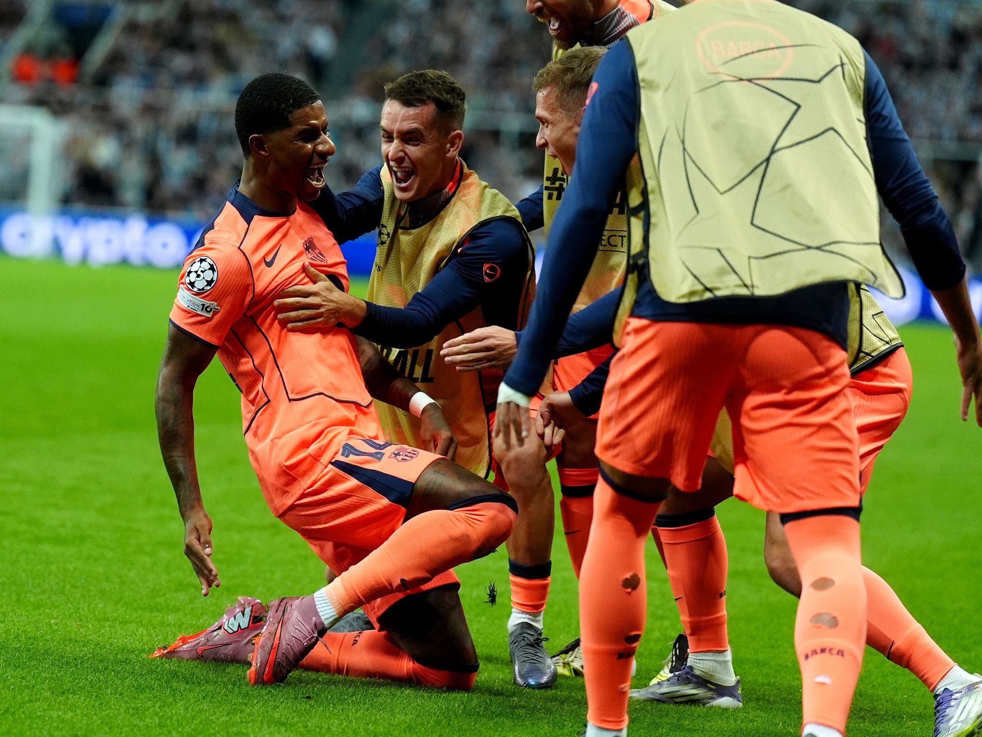 Marcus Rashford involved in security scare after firing Barcelona to Newcastle Champions League win