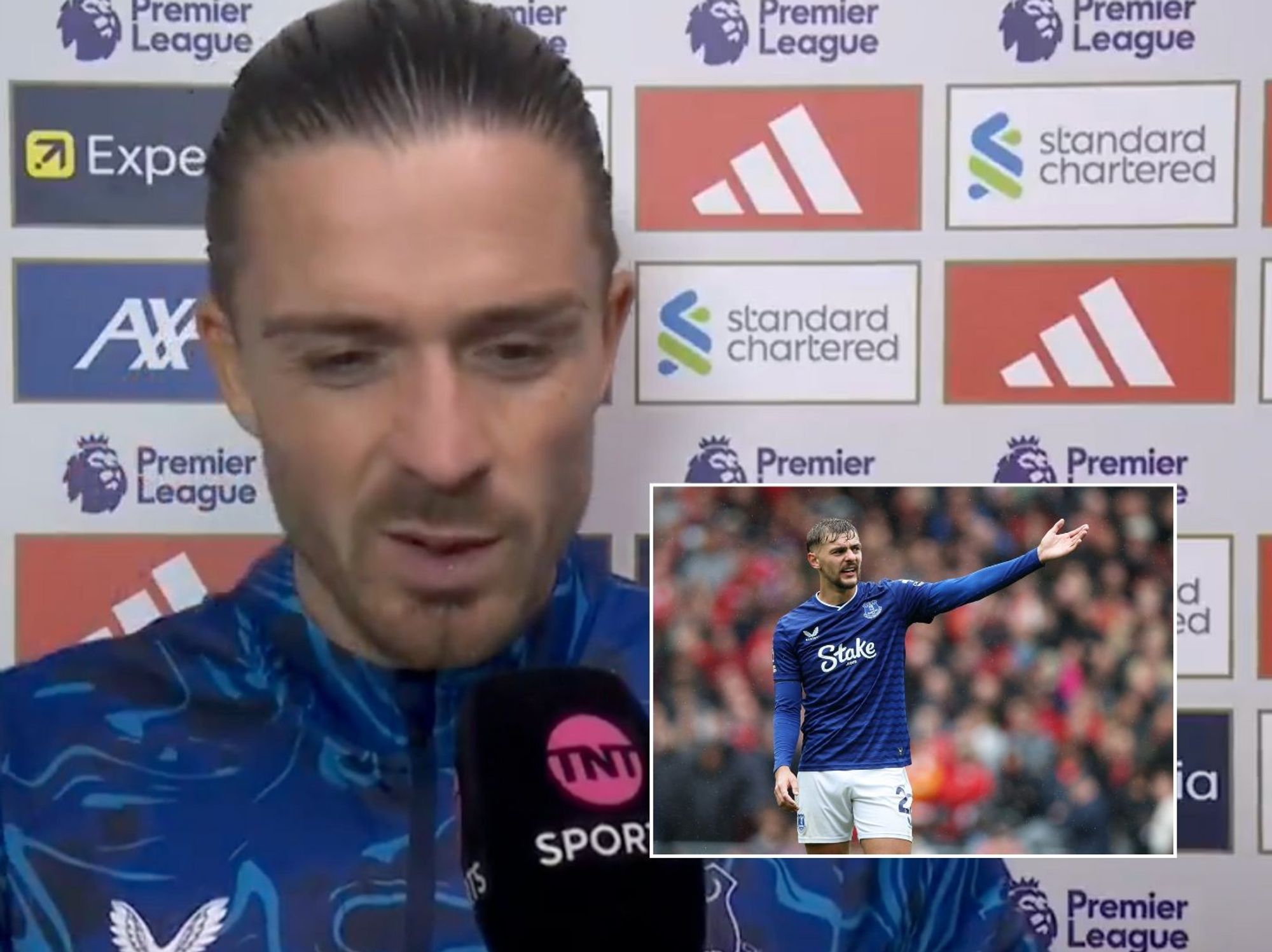 Jack Grealish fumes over bizarre yellow card for Everton team-mate in Liverpool defeat