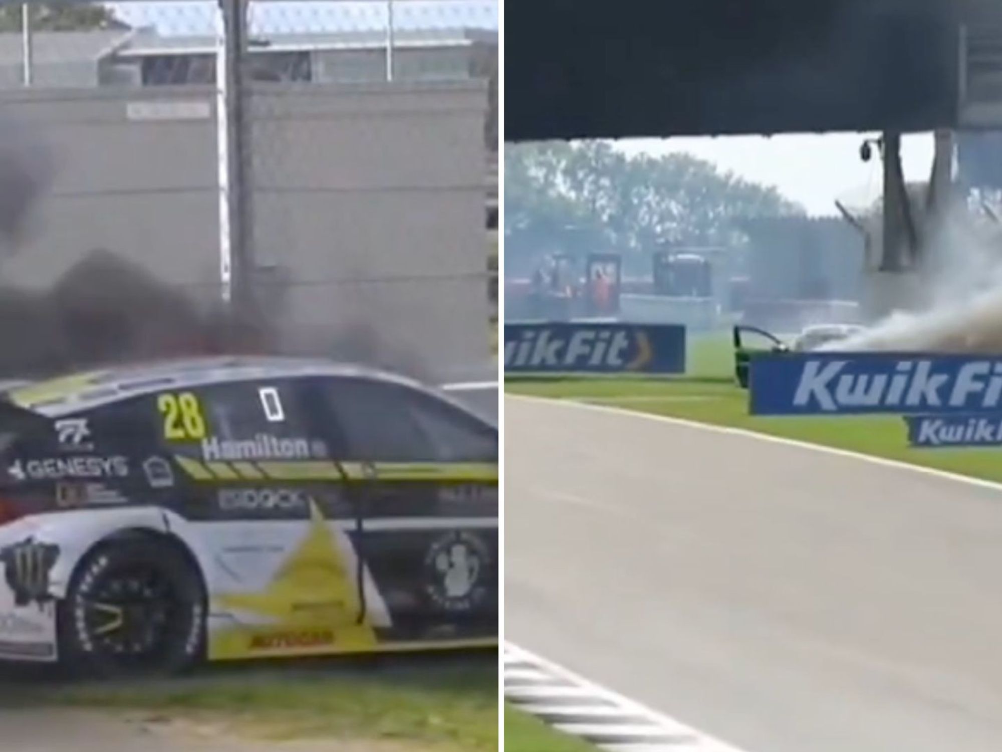 Lewis Hamilton's brother's car bursts into flames during 'scary moment'