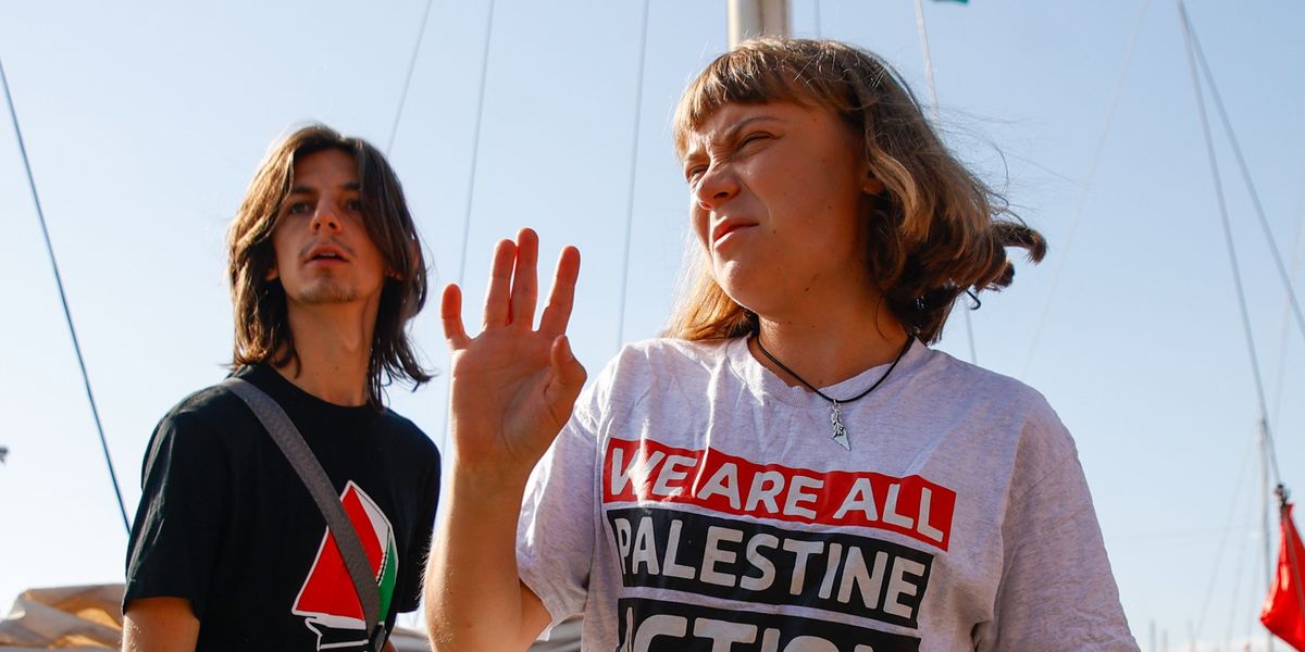 NextImg:Italian warships descend on Greta Thunberg's Gaza flotilla as Giorgia Meloni brands aid stunt 'gratuitous and irresponsible'