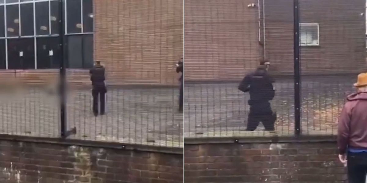 Manchester synagogue stabbing: Watch the moment police confront attacker Manchester synagogue stabbing: Watch the moment police confront attacker