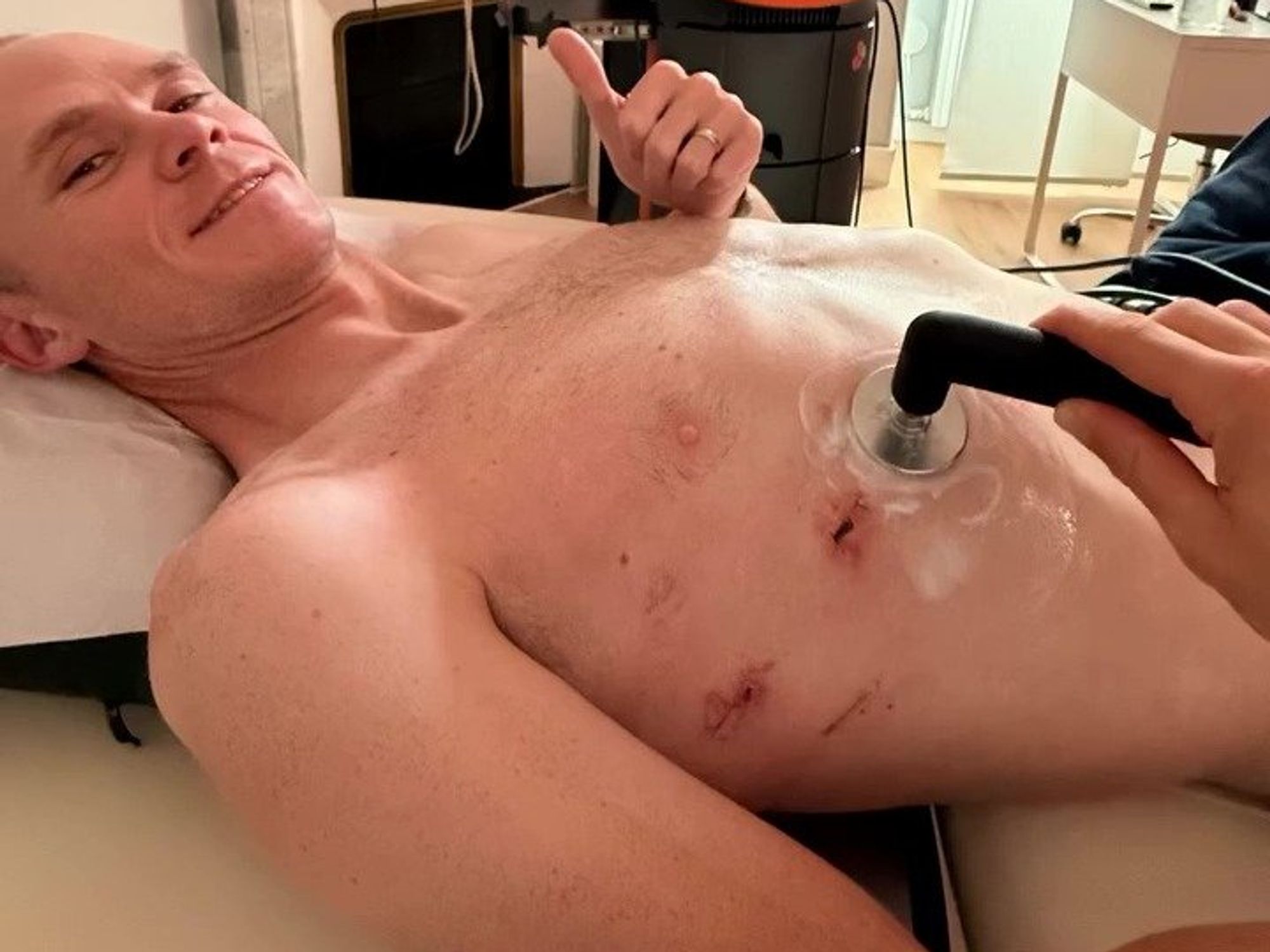 Chris Froome, 40, shows off wounds from heart surgery after life-threatening horror crash