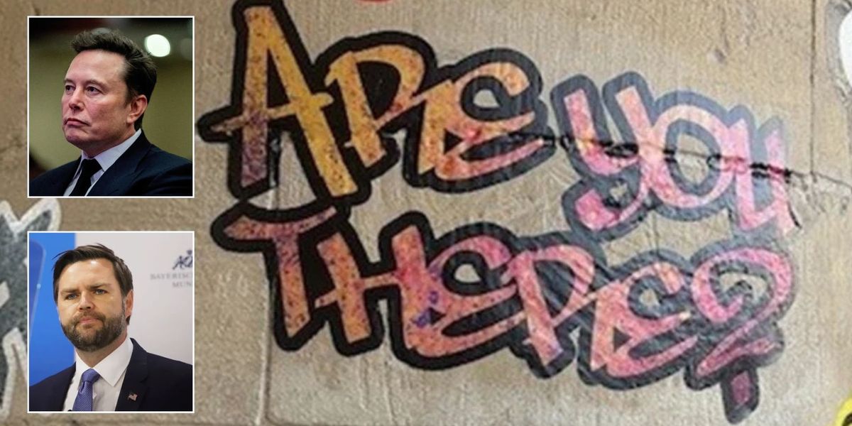 NextImg:Elon Musk and JD Vance lead outrage over 'sacrilegious' graffiti art installation at Canterbury Cathedral