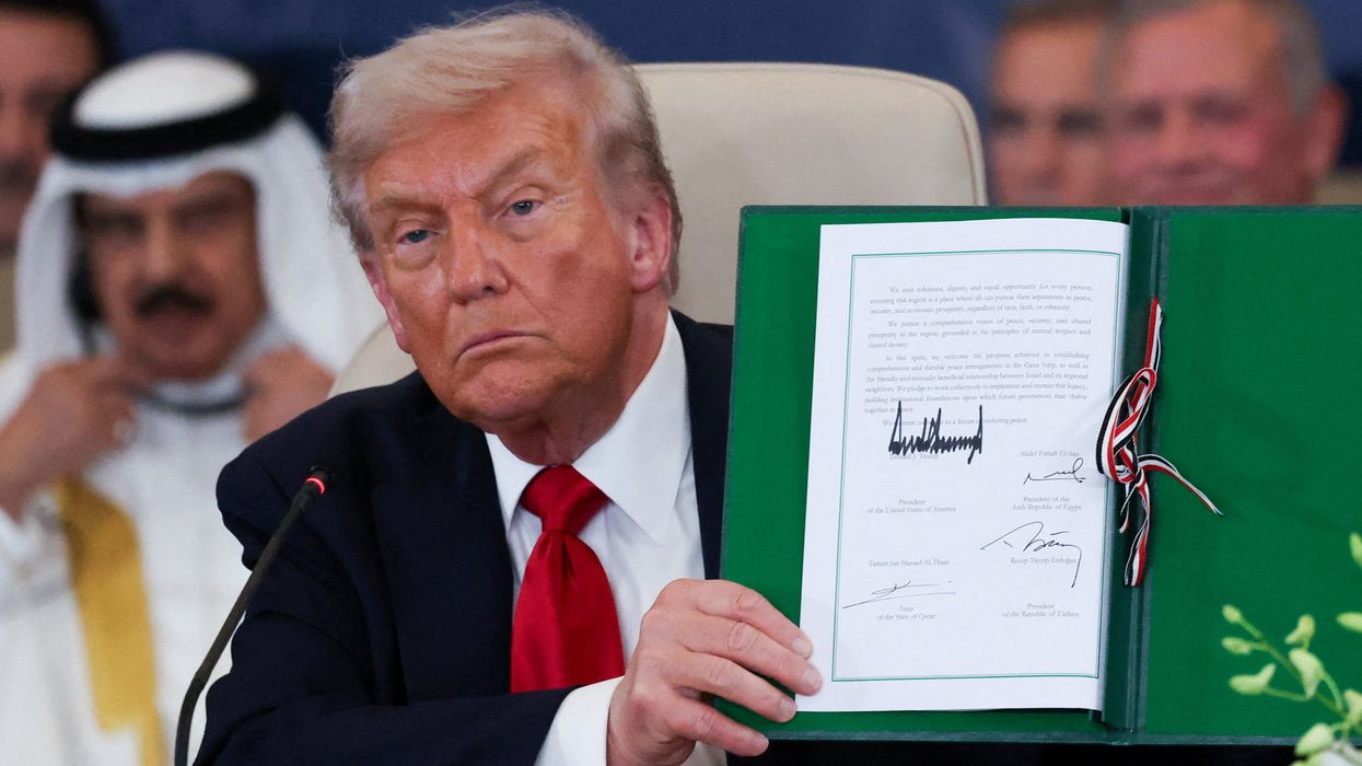 Donald Trump signs historic Israel-Hamas peace deal as Keir Starmer watches on