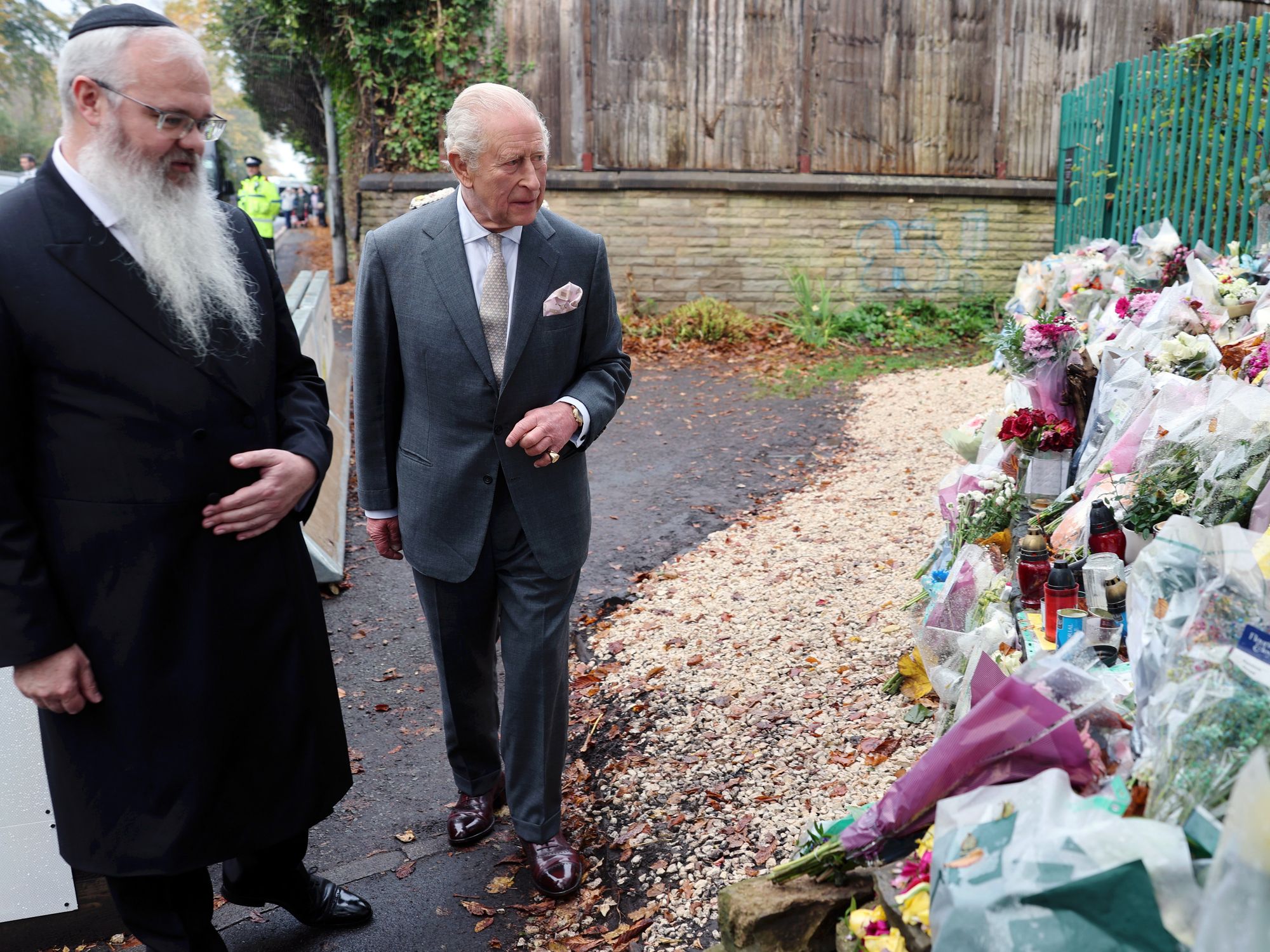 King Charles visits scene of terror attack at Manchester synagogue