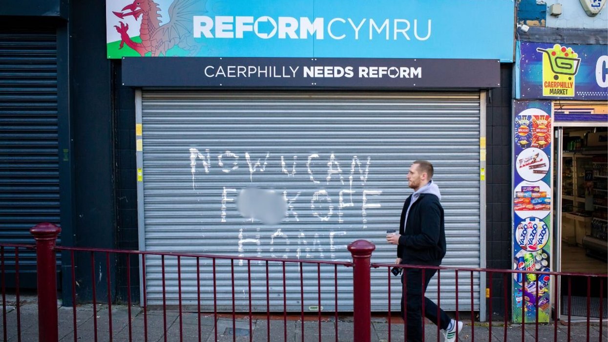 Reform UK office vandalised with 'f**k off home' message after defeat in 'dark tricks' by-election