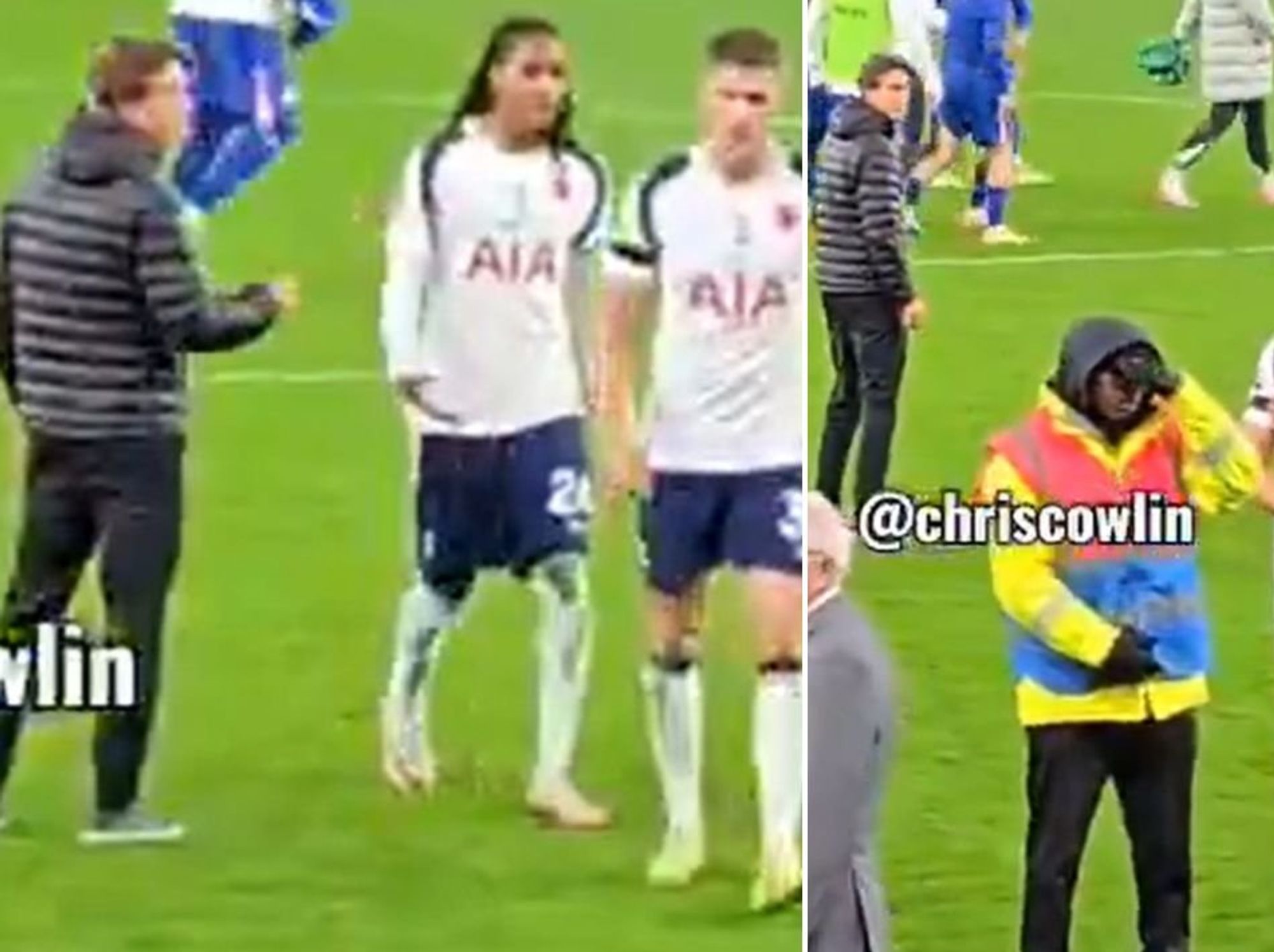 Thomas Frank glares down two Tottenham players who blanked him after Chelsea loss