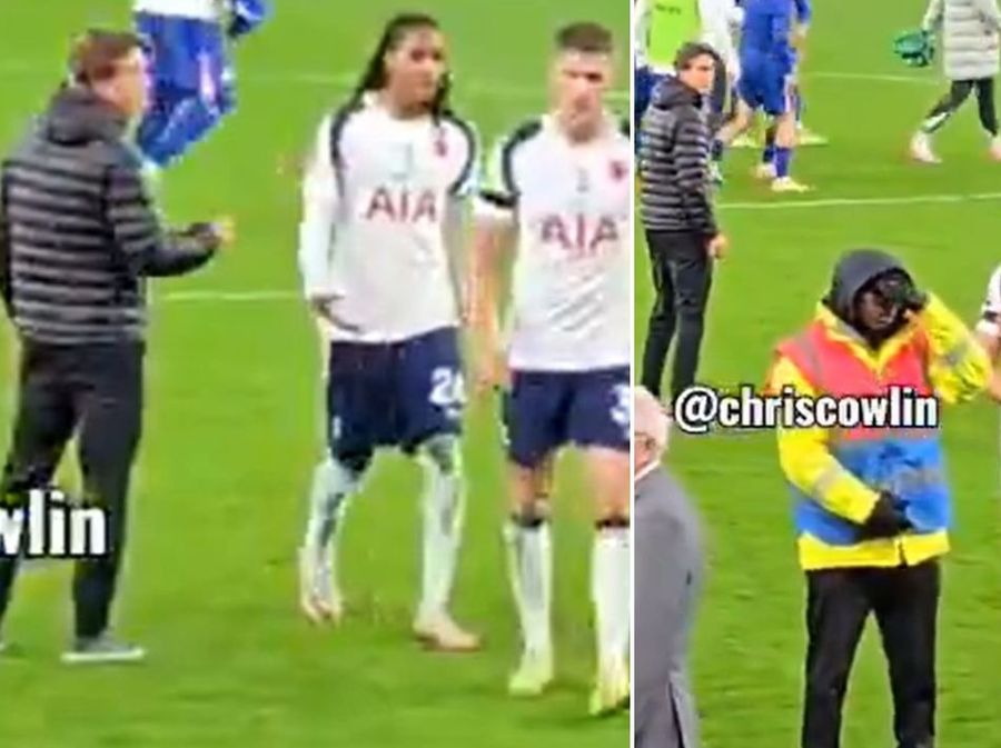 Thomas Frank glares down two Tottenham players who blanked him after Chelsea loss
