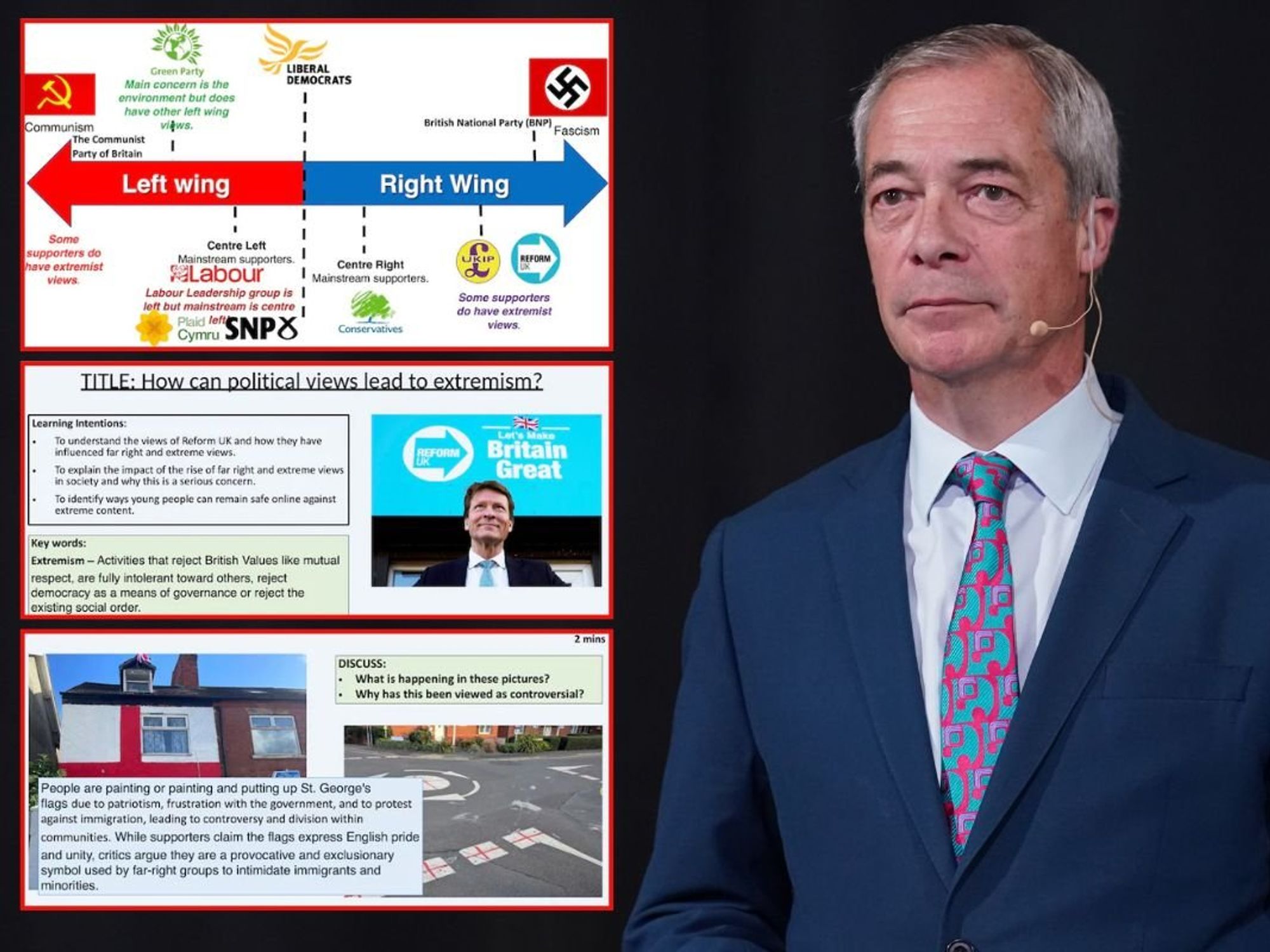 Schoolchildren told Reform UK is 'extremist' and St George’s flag is 'far-right exclusionary symbol'