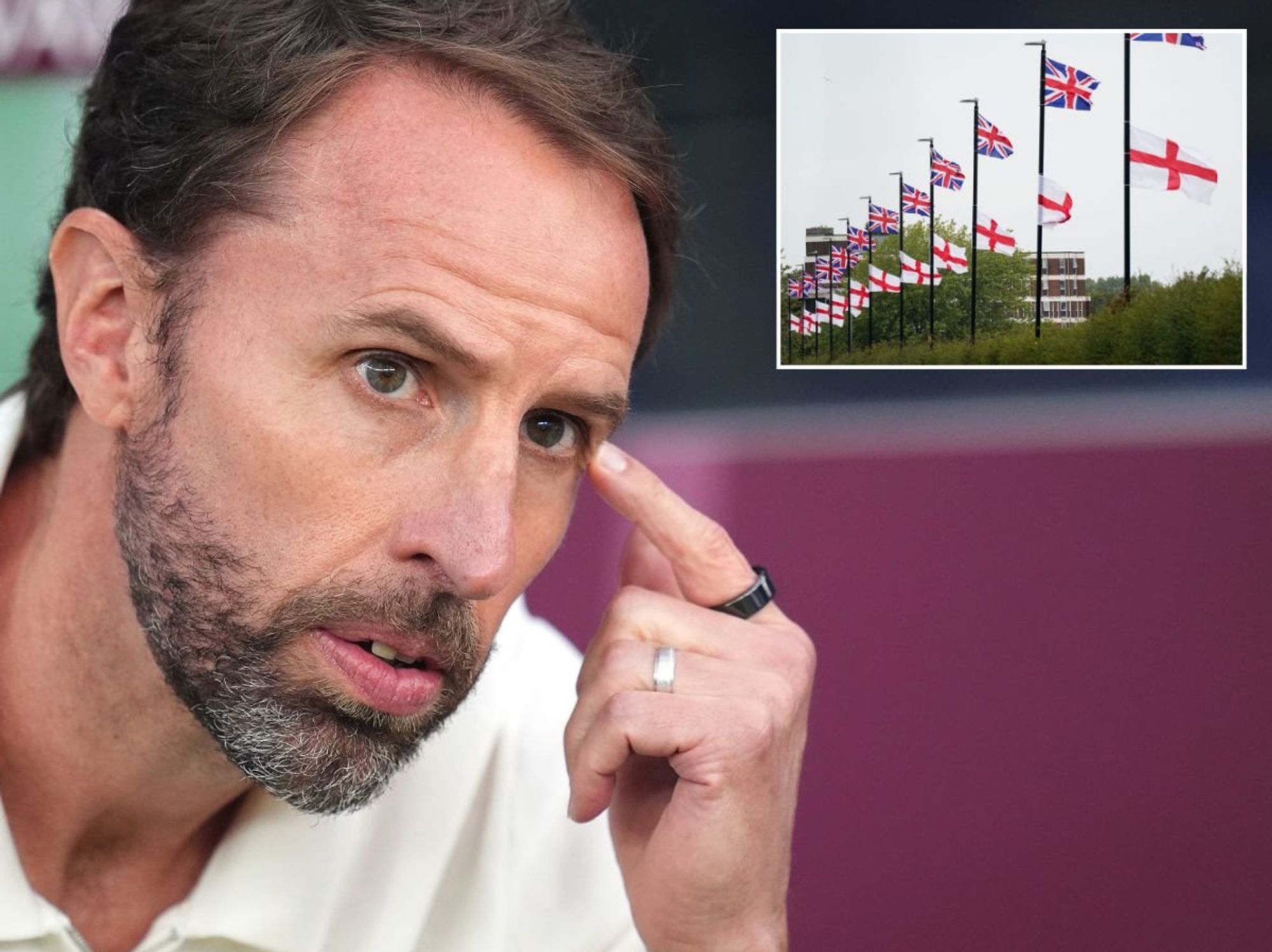 Gareth Southgate reveals 'worry' as England hero responds to question on Union Jacks and St Georg...