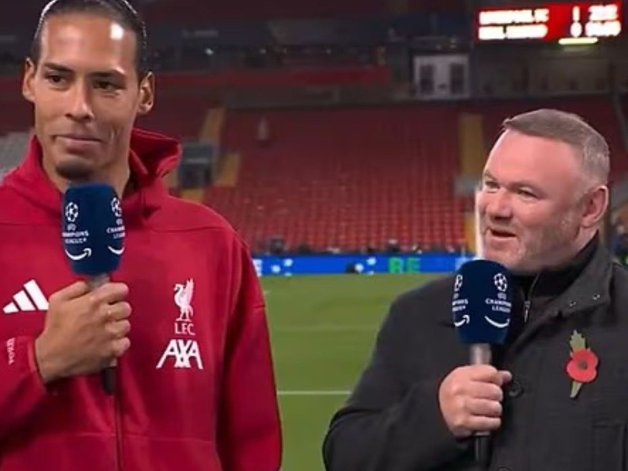Wayne Rooney involved in awkward interview after Liverpool beat Real Madrid in Champions League