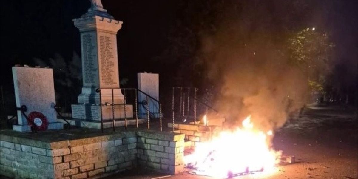 War memorial targeted in arson attack as police search for culprits