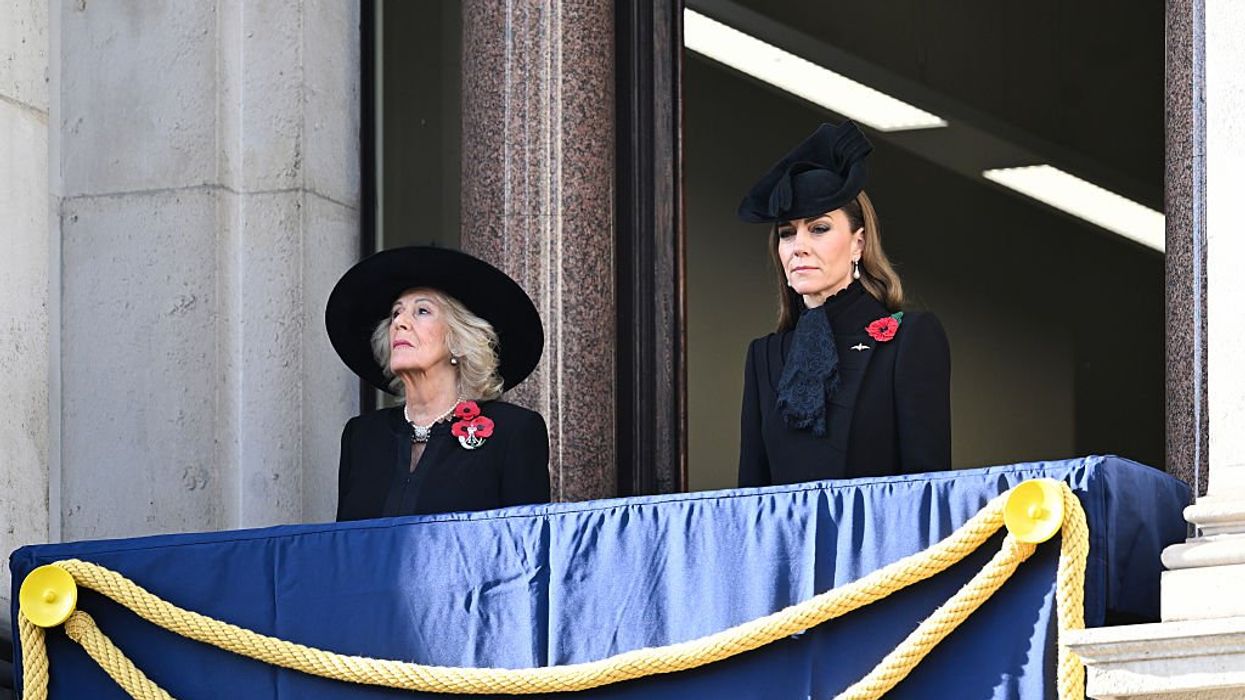 Queen Camilla takes senior position on central Remembrance Sunday balcony beside Princess Kate