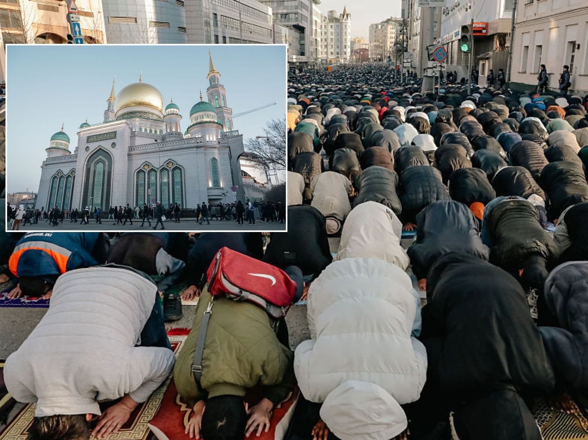 Russians fuming with Muslim migrants praying in public as Putin's cities 'don't have enough mosques'