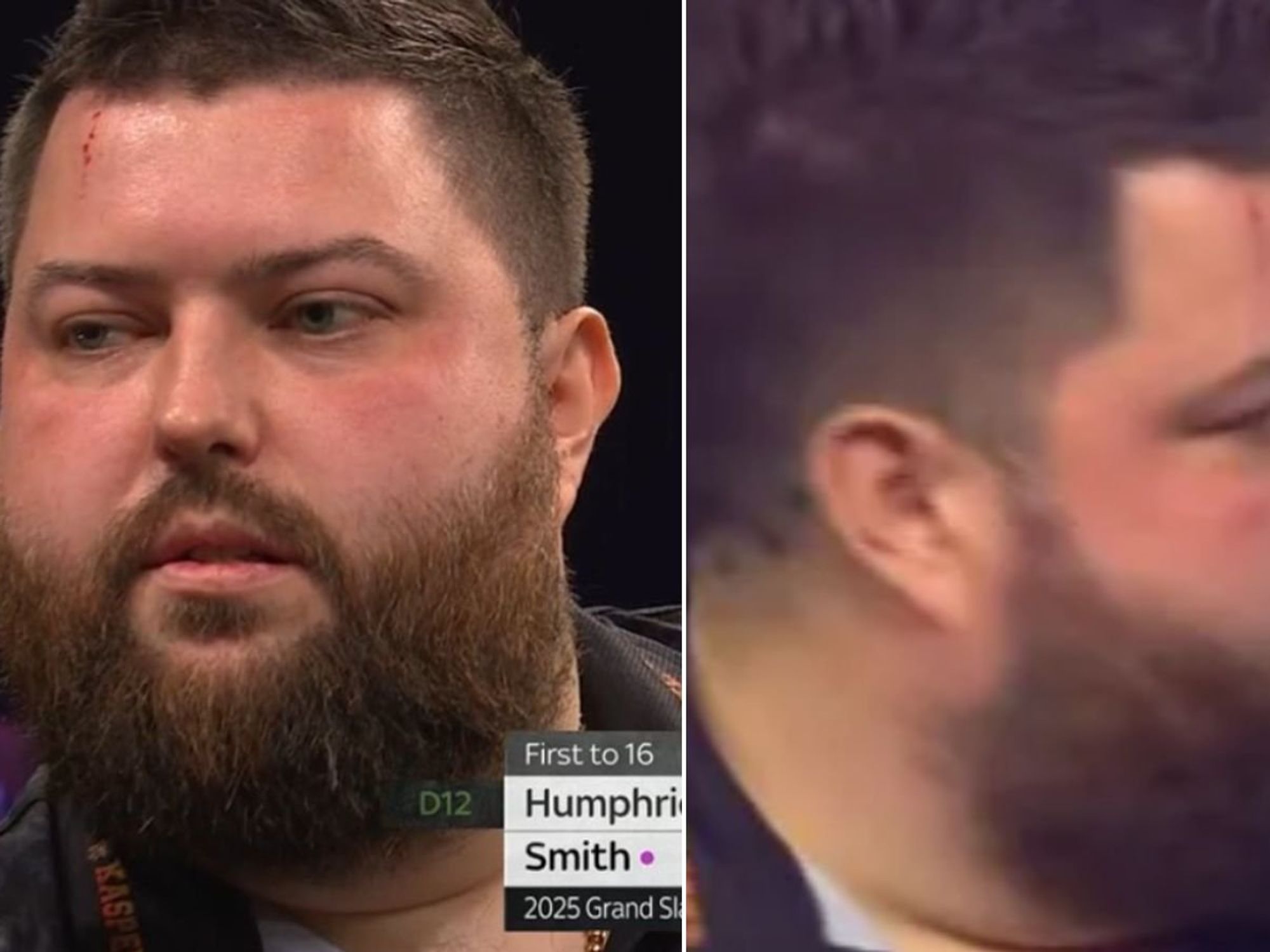 Michael Smith leaves Luke Humphries stunned after cutting head twice during Grand Slam of Darts defeat